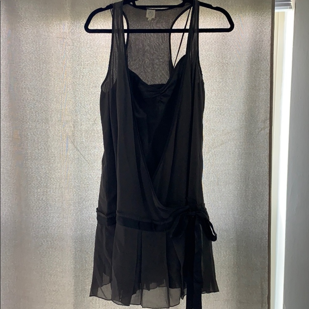 Gray silk drop waist dress